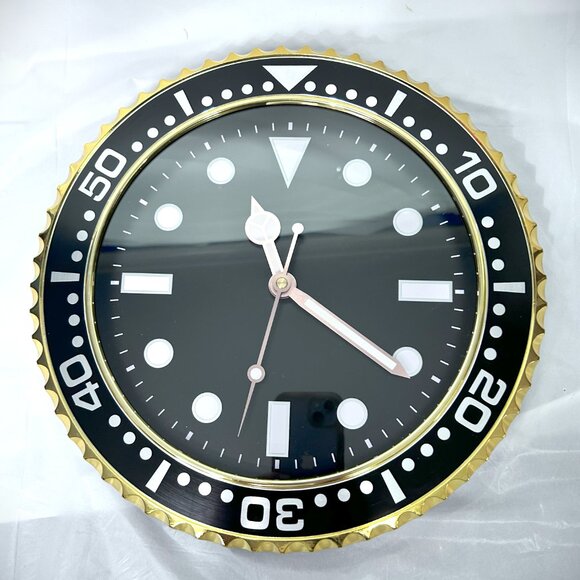 Luxury GMT Wall Clock 12” Black/Gold Brand New - Picture 1 of 7